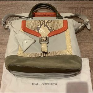 DVF Leather/Suede/Snake Embossed Handbag